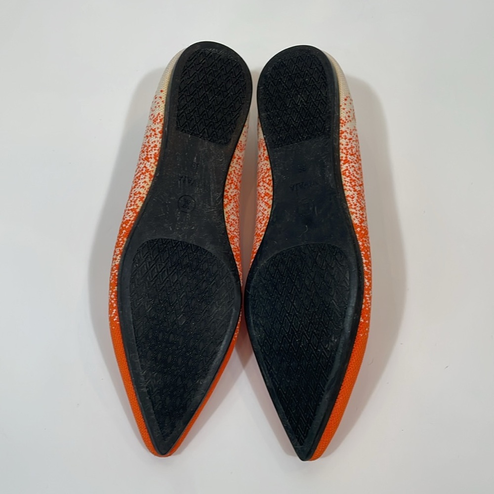 Vivaia Flats Size 39 Orange And Cream Stretch Knit EUC - Picture 6 of 9
